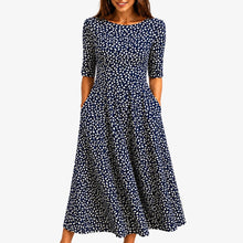 Montserrat | Vestido Invitada Otoño Estampado Mujer Manga Corta con Bolsillos