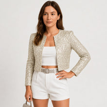 Naia | Chaqueta de Lentejuelas Corta Mujer Blazer Estructurado de Fiesta