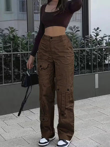 Naia | Pantalón Cargo de Polipiel Mujer Cintura Alta