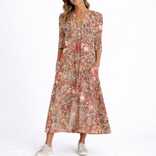 Natalia | Vestido Invitada Invierno Midi Estampado Floral Mujer Manga Tres Cuartos