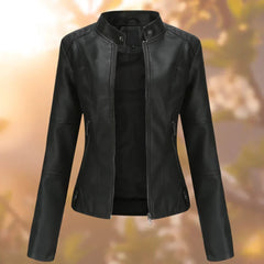 Nerea | Chaqueta Motera Mujer de Polipiel Slim Fit Cuello Mao