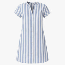Nerea | Vestido Camisero Corto de Rayas Mujer Manga Corta
