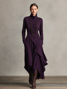 Nerea | Vestido Largo de Invitada Invierno Mujer Cuello Alto Drapeado