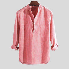 Nicolás | Camisa de Lino de Manga Larga Hombre Escote Henley