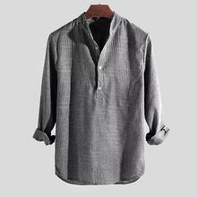 Nicolás | Camisa de Lino de Manga Larga Hombre Escote Henley