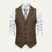 Nicolás | Chaleco de Tweed Hombre Espiga Solapa Entallado