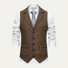 Nicolás | Chaleco de Tweed Hombre Espiga Solapa Entallado