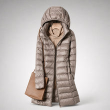Noelia | Chaqueta de Plumas Larga Mujer con Capucha Acolchada