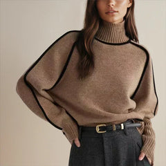 Noelia | Jersey de Rayas Cuello Alto Mujer Oversize Manga Larga