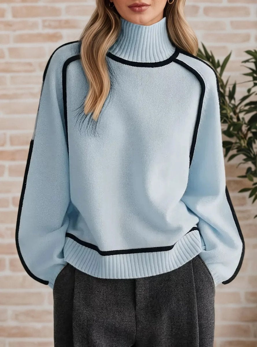 Noelia | Jersey de Rayas Cuello Alto Mujer Oversize Manga Larga