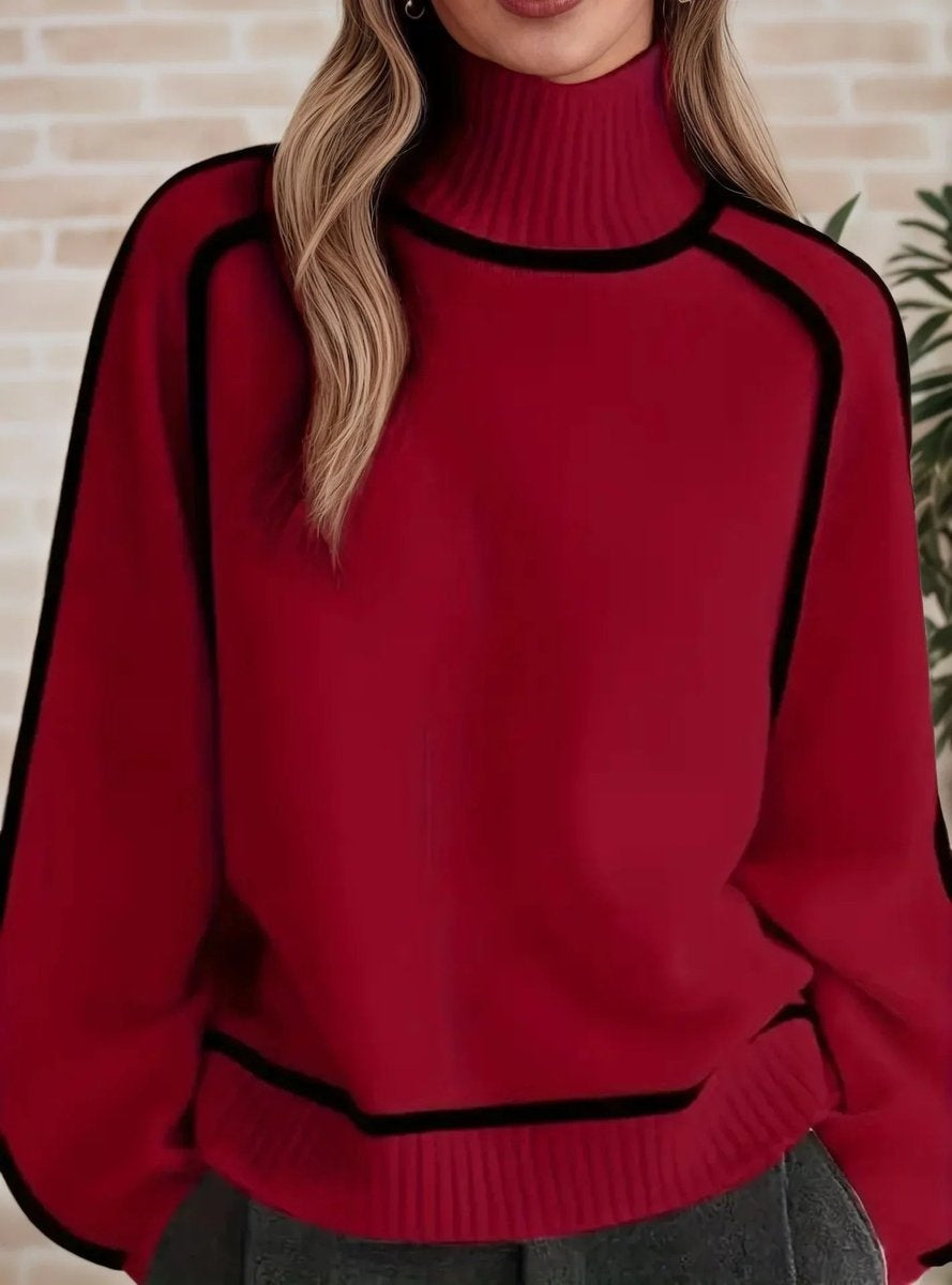Noelia | Jersey de Rayas Cuello Alto Mujer Oversize Manga Larga