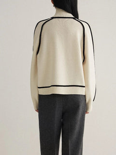 Noelia | Jersey de Rayas Cuello Alto Mujer Oversize Manga Larga