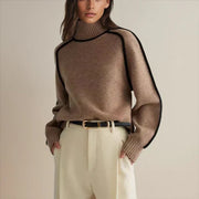 Noelia | Jersey de Rayas Cuello Alto Mujer Oversize Manga Larga