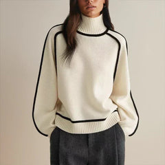 Noelia | Jersey de Rayas Cuello Alto Mujer Oversize Manga Larga