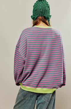 Noelia | Sudadera a Rayas Oversize Mujer Cuello Redondo Manga Larga