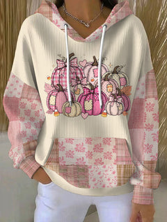 Noelia | Sudadera con Capucha Estampada Mujer Calabazas Patchwork
