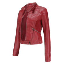 Nuria | Cazadora Biker de Piel Mujer Cuello Mao Cremallera