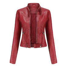 Nuria | Cazadora Biker de Piel Mujer Cuello Mao Cremallera