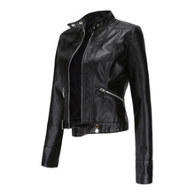 Nuria | Cazadora Biker de Piel Mujer Cuello Mao Cremallera