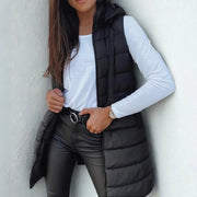 Nuria | Gilet Largo Acolchado con Capucha Mujer Sin Mangas