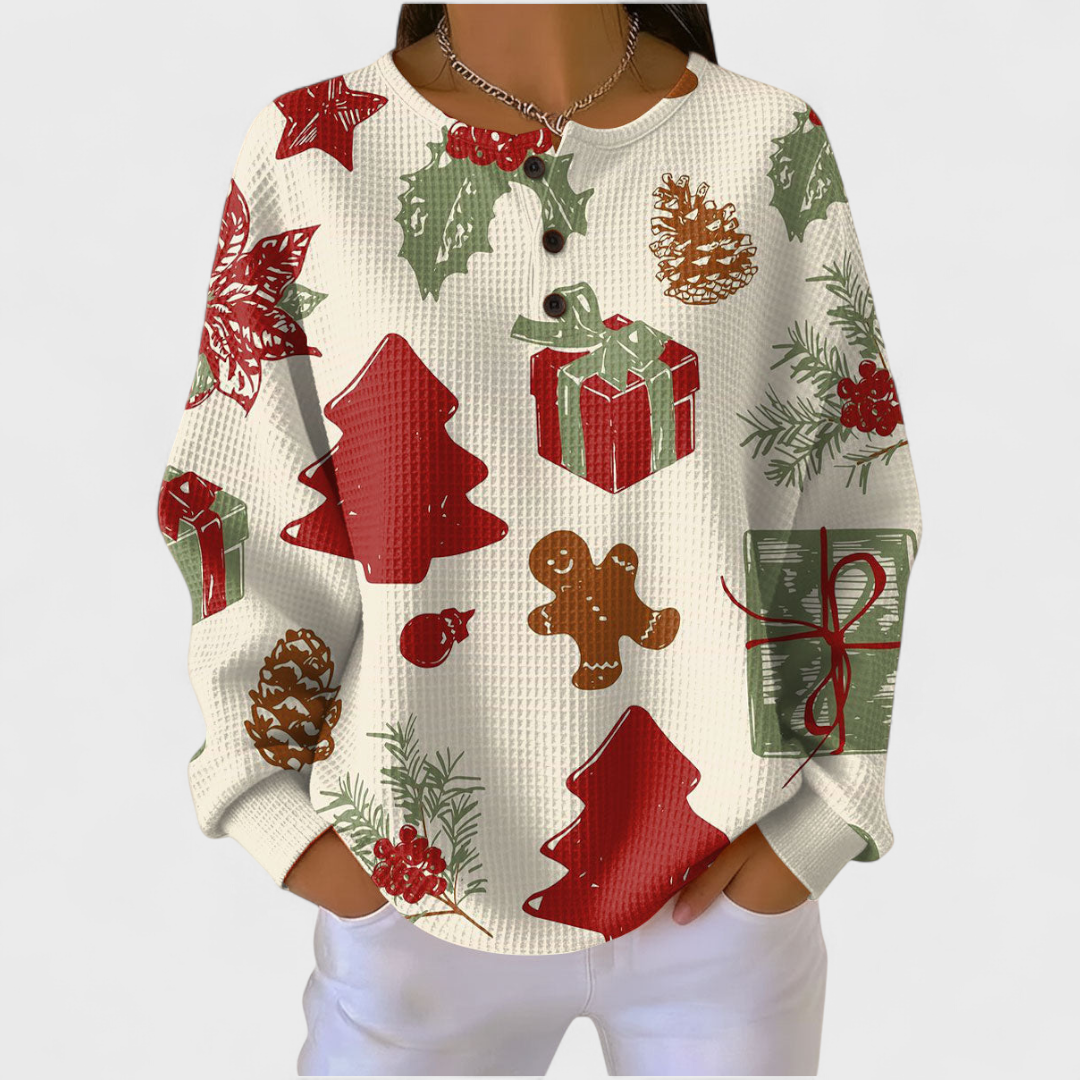 Nuria | Women's Christmas Print Long Sleeve Sweatshirt