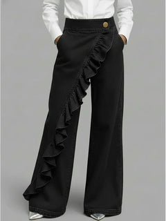 Nuria | Vaqueros Wide Leg con Volantes Mujer Cintura Alta