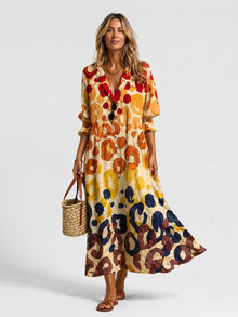 Nuria | Vestido Largo Camisero Estampado Mujer Manga Larga Botones