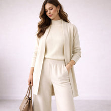 Olga | Conjunto de Punto de Tres Piezas Mujer Cardigan Largo Pierna Ancha