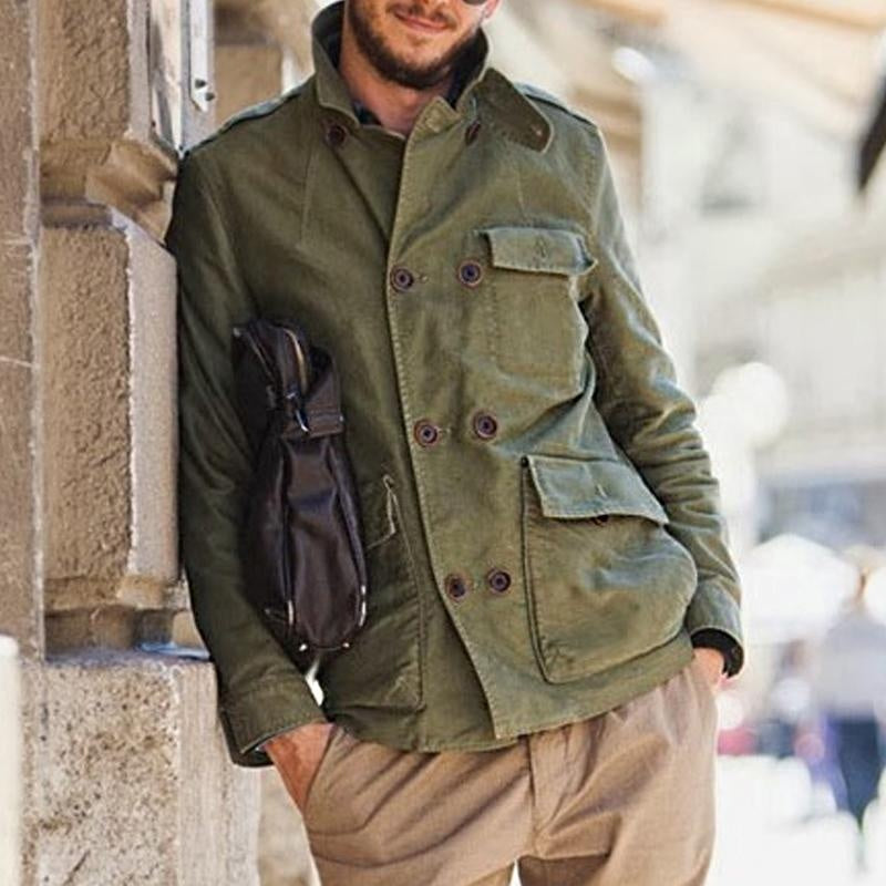 Oriol | Peacoat Hombre Abrigo Corto Militar Doble Botonadura