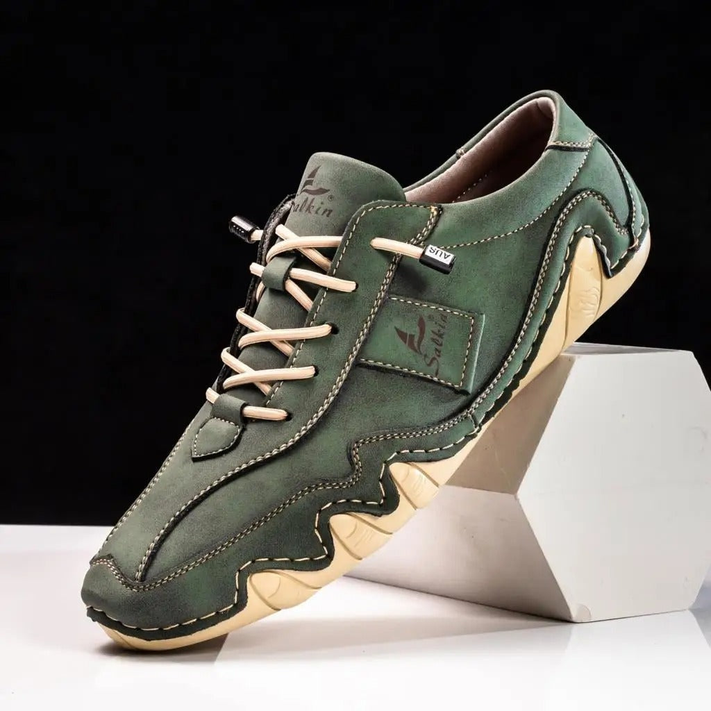 Óscar | Zapatos de Cuero Casual Hombre Cordones Suela Ondulada