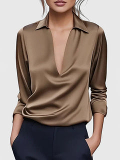 Paloma | Blusa de Manga Larga con Escote Drapeado Mujer