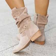 Paloma | Botines de Ante Planos Mujer Caña Media Hebilla