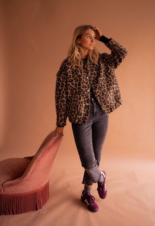 Paloma | Cazadora Acolchada Estampado Leopardo Mujer Oversize Botones