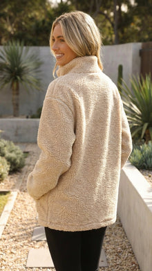Paloma | Chaqueta de Borreguito Oversize Mujer Cremallera Cuello Alto