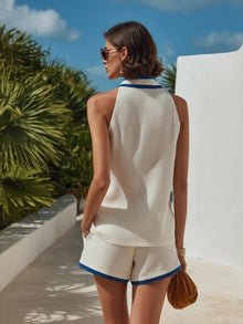 Paloma | Conjunto de Top y Pantalón Corto de Lino Mujer Halter