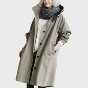 Paloma | Parka Impermeable Larga Mujer con Capucha Corte Amplio