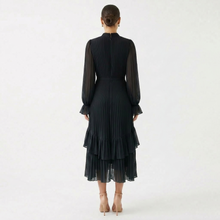 Paloma | Vestido Midi Plisado con Volantes Mujer Cuello Alto