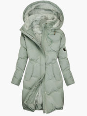 Chubasquero Impermeable Mujer Acolchado con Capucha Borreguito Largo
