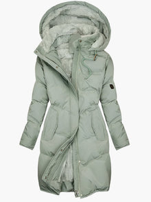 Chubasquero Impermeable Mujer Acolchado con Capucha Borreguito Largo