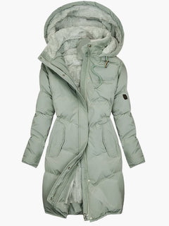 Chubasquero Impermeable Mujer Acolchado con Capucha Borreguito Largo