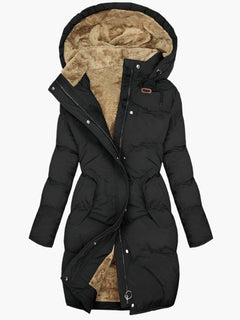 Chubasquero Impermeable Mujer Acolchado con Capucha Borreguito Largo
