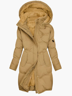 Chubasquero Impermeable Mujer Acolchado con Capucha Borreguito Largo