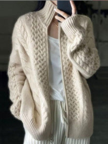 Paula | Jersey de Punto con Trenzas Mujer Cremallera Oversize