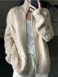 Paula | Jersey de Punto con Trenzas Mujer Cremallera Oversize