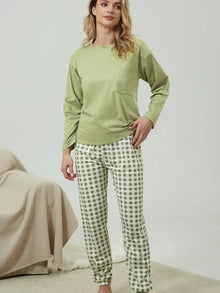 Berta | Pijama de Manga Larga Mujer Pantalón a Cuadros