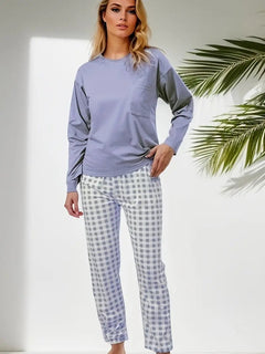 Berta | Pijama de Manga Larga Mujer Pantalón a Cuadros