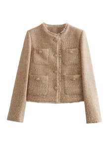Pilar | Chaqueta de Tweed Mujer Corta Botones