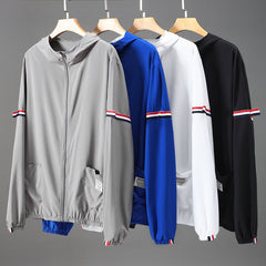 Pol | Varsity Jacket Hombre con Capucha Rayas Manga