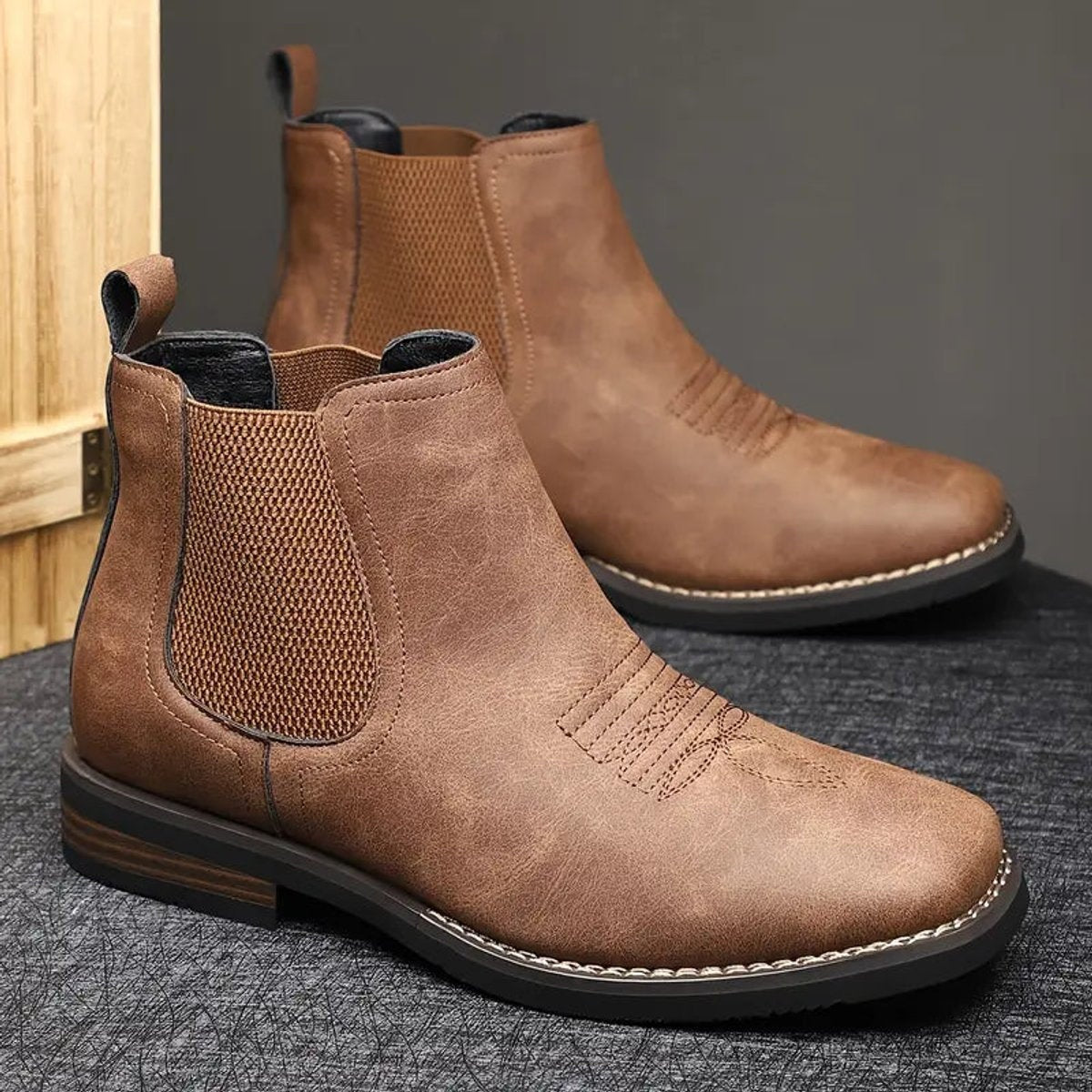 Rafael | Chelsea Boots Hombre Slip-On Cuero Sintético Suela Bloque