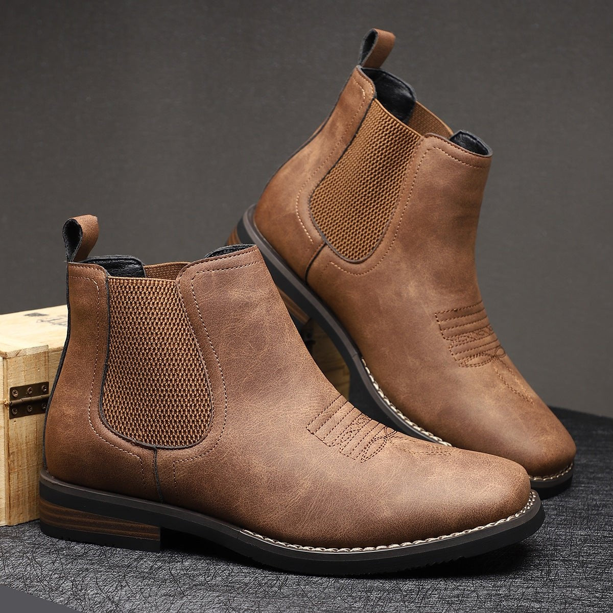 Rafael | Chelsea Boots Hombre Slip-On Cuero Sintético Suela Bloque